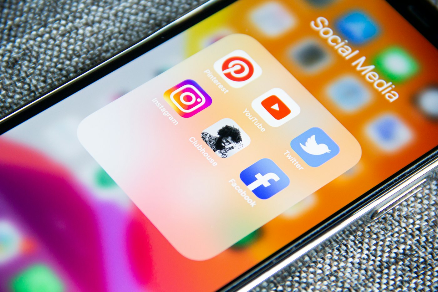 Phone showing social media app icons